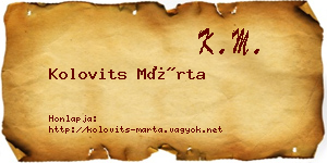 Kolovits Márta névjegykártya